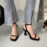 Luxury Square Toe Cross Strap Heels